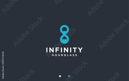 hourglass with infinity logo design vector silhouette illustration