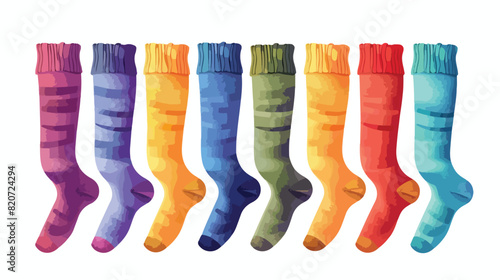 Different basic color socks on white background Vector