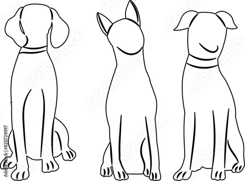 dogs sitting sketch on white background vector