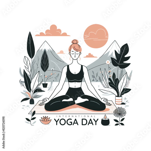 Hand drawn international day of yoga illustration