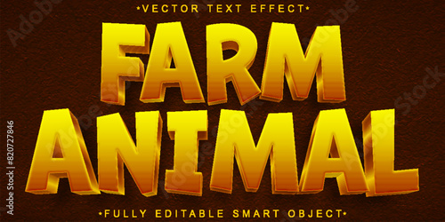 Orange Farm Animal Vector Fully Editable Smart Object Text Effect