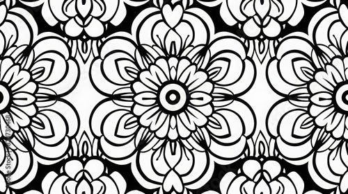 simple PATTERN OF rounded MANDALA  BLACK AND WHITE  ON A WHITE BACKGROUND