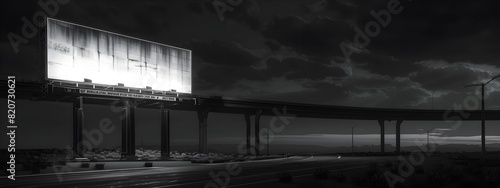 Vacant Billboard Looms Over Futuristic Commercial Development A Monochromatic D Rendered Vision photo