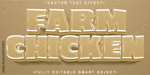Cartoon Chicken Farm Vector Fully Editable Smart Object Text Effect