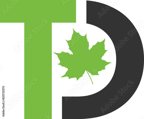 TD letter logo with Cannabis leaf