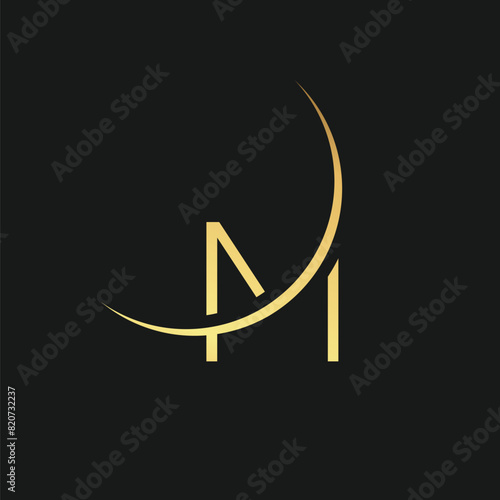 Moon with Letter M logo design