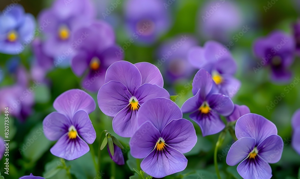 multiple purple Viola tricolor flowers , Generative AI multiple purple Viola tricolor flowers , Generative AI