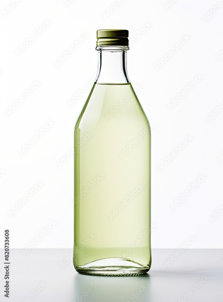 Minimalist Clear Bottle with Pale Green Liquid. Minimalist Clear Bottle with Pale Green Liquid.