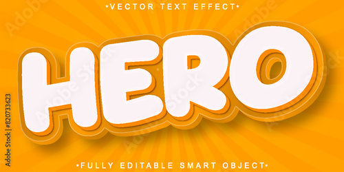 Cartoon White Orange Hero Vector Fully Editable Smart Object Text Effect