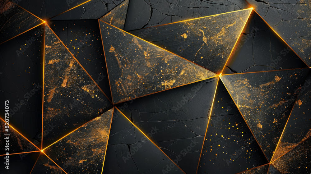 Minimalist gold lines and triangles on a deep black background. Minimalist gold lines and triangles on a deep black background.