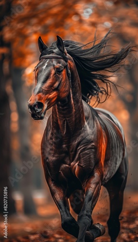 Equestrian close up  horse s mane in wind  evoking motion   summer olympic games sport concept