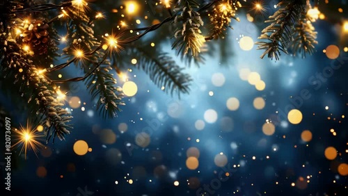 Wallpaper Mural A tree branch covered in lights and snow. Concept of warmth and holiday cheer Torontodigital.ca