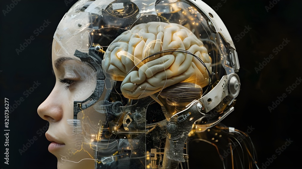 Futuristic robot background, modern android cyborg with mechanisms ...