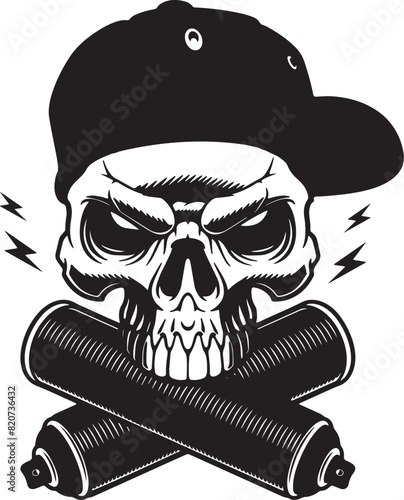 pirate skull and crossbones skull bite bottle and wear cap silhouette vector art illustration
