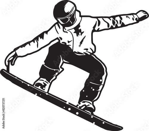 snowboarder jumping in air silhouette vector art illustration