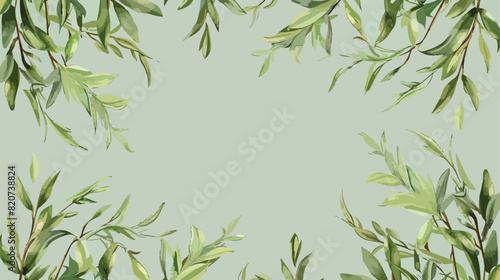 Frame made of willow branches on color background Vector