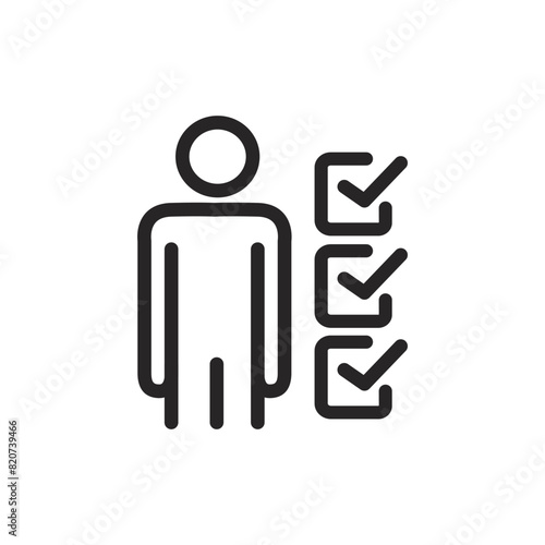 Checklist person line icon, data list or inspection icon