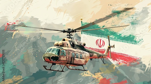 Iranian Military Helicopter with National Flag Painting