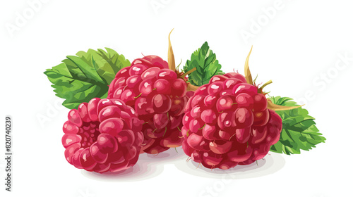Fresh ripe raspberry on white background Vector illustration
