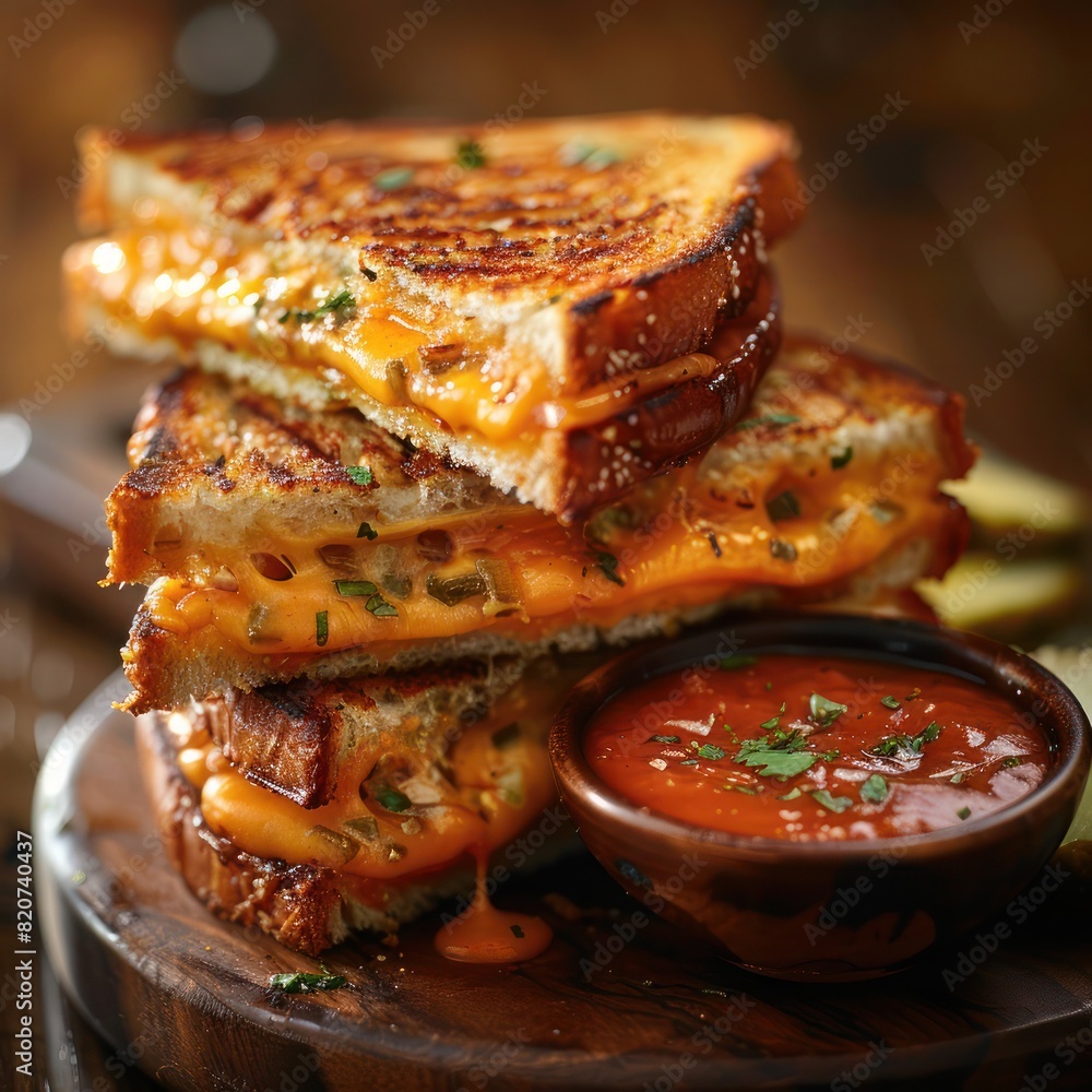 a grilled cheese sandwich filled with melted gooey cheese 