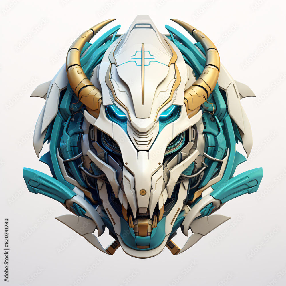 dragon head robot logo illustration