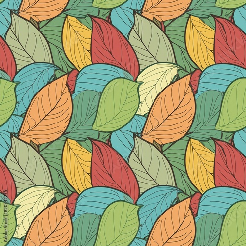 Wallpaper Mural seamless pattern with leaves Torontodigital.ca