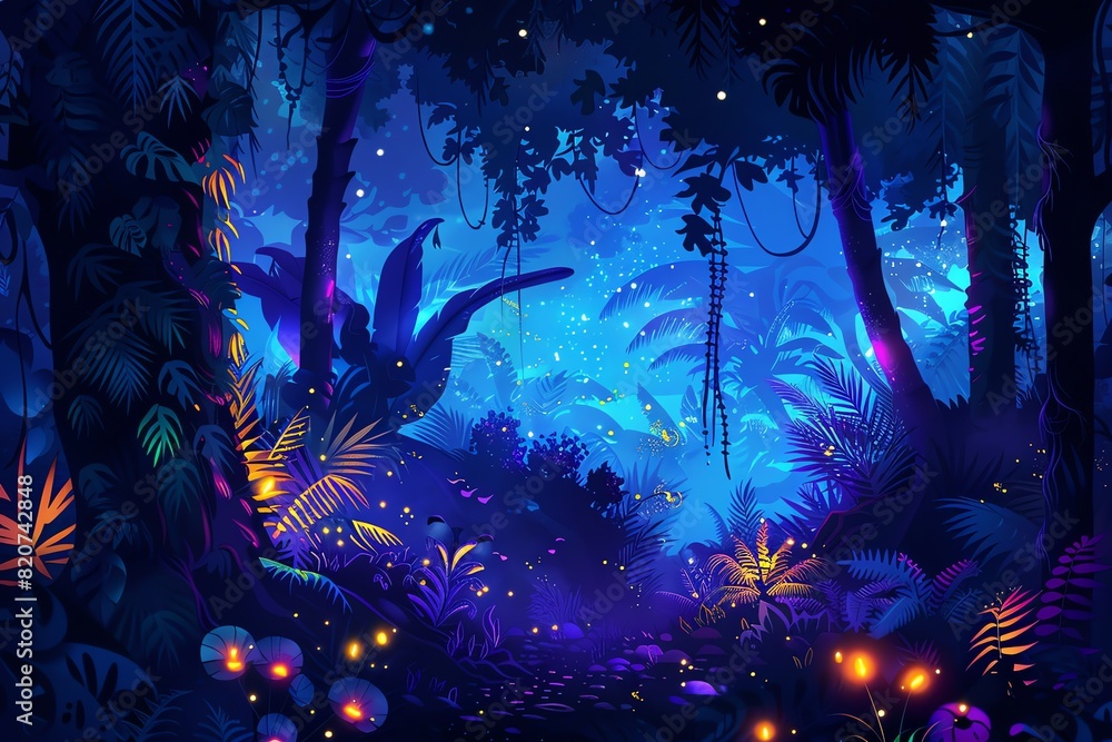 Fototapeta premium fairy painting jungle background