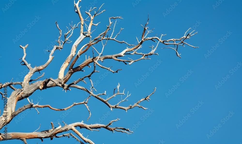 Obraz premium Dry dead tree branches contrast, Generative AI