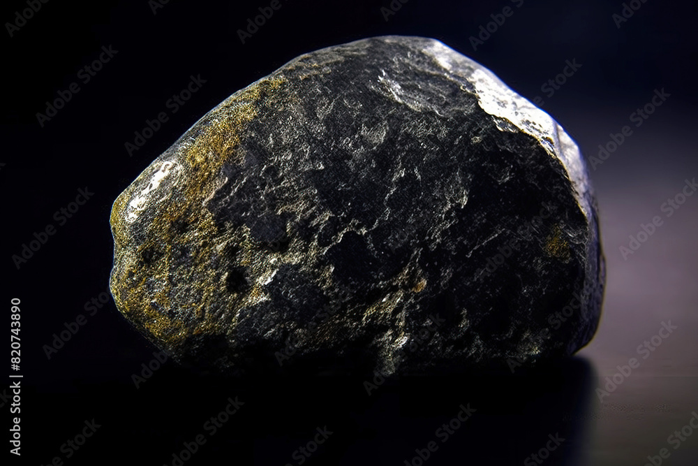Selenium is rare precious natural stone on black background. AI generated. Header banner mockup with space. Selenium is rare precious natural stone on black background. AI generated. Header banner mockup with space.