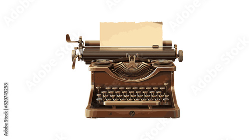 An illustration of a vintage typewriter with a sheet of paper inserted. The typewriter features a classic, mechanical design with ornate detailing, conveying a sense of nostalgia and history.