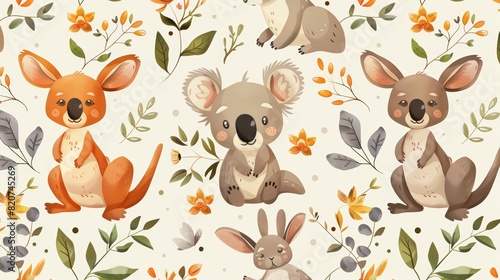 Wallpaper Mural Adorable cartoon sloths and tropical plants Torontodigital.ca