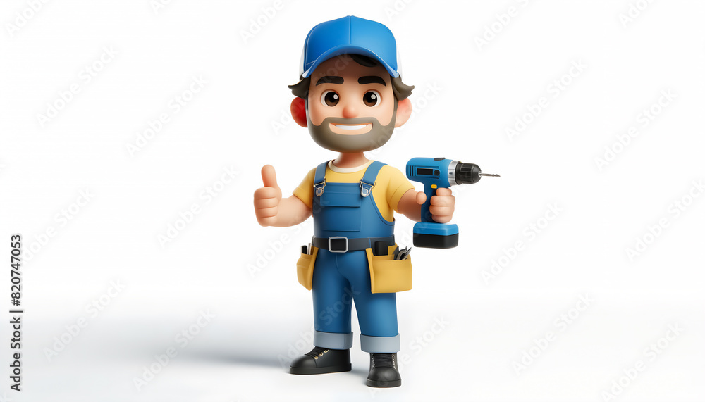 3D Cartoon Characters for Professionals: Download Blue Cap Handyman, Enhance Your Brand Image: Download Professional 3D Cartoon Handyman 3D Cartoon Characters for Professionals: Download Blue Cap Handyman, Enhance Your Brand Image: Download Professional 3D Cartoon Handyman