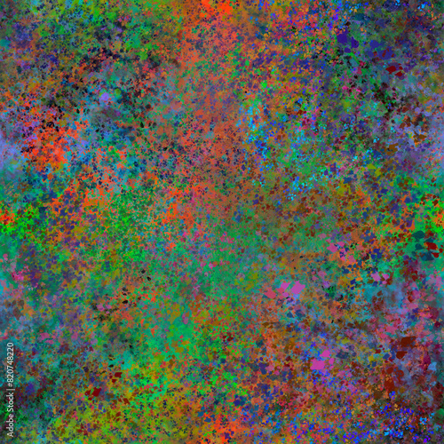 Abstract vibrant painted layered pattern Mixed random chaotic blurred smudges, blots, spots
