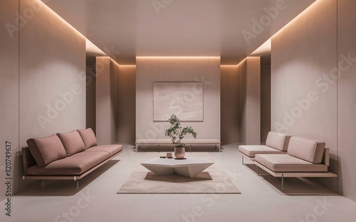 Modern living room interior  elegant  luxurious  minimalistic. Image showcasing interior design.