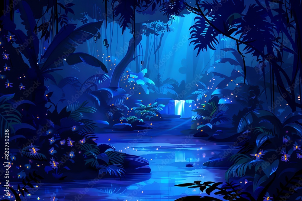 Fototapeta premium Glowing Jungle Nightscape background