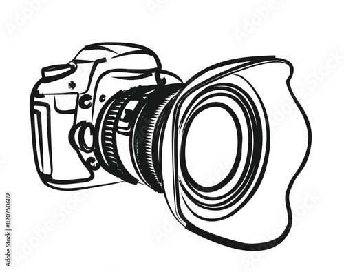 The sketch of a professional SLR camera.
