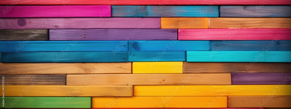 A vibrant background composed of vertically aligned wooden planks in various bright colors, creating a lively and artistic look..