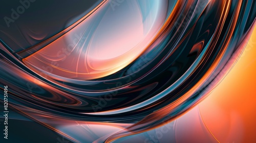 Abstract Colorful Flowing Waves on Dark Background