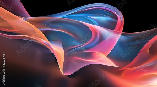 Abstract Colorful Flowing Waves on Dark Background