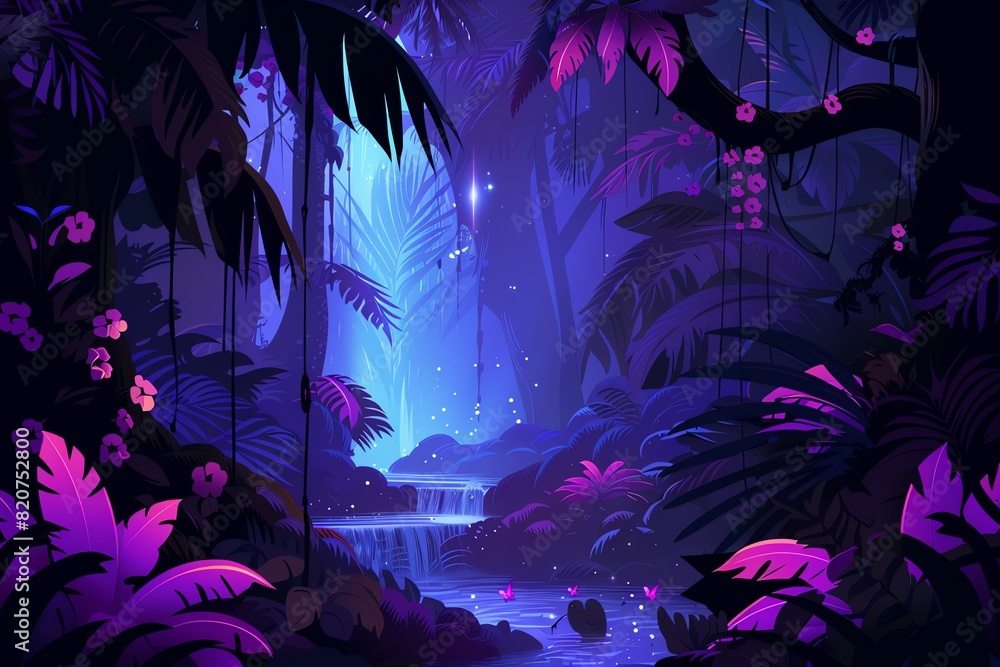 Fototapeta premium Glowing Jungle Nightscape background
