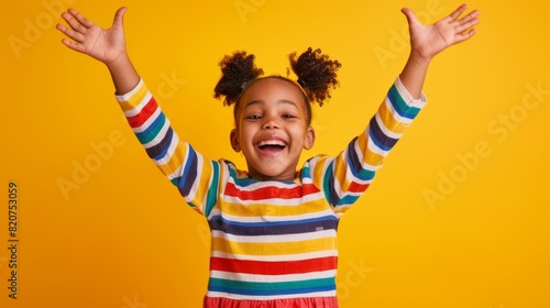 Cheerful Child Celebrating Joyfully