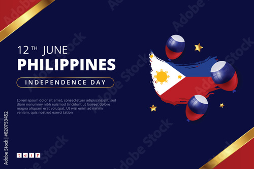 Philippines independence day 12th june wishes or greeting banner template design vector illustration