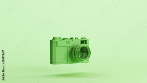 Green camera lens retro style nostalgia soft tones mint background 3d illustration render digital rendering