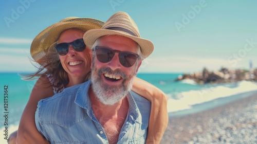 A Joyful Couple on the Beach