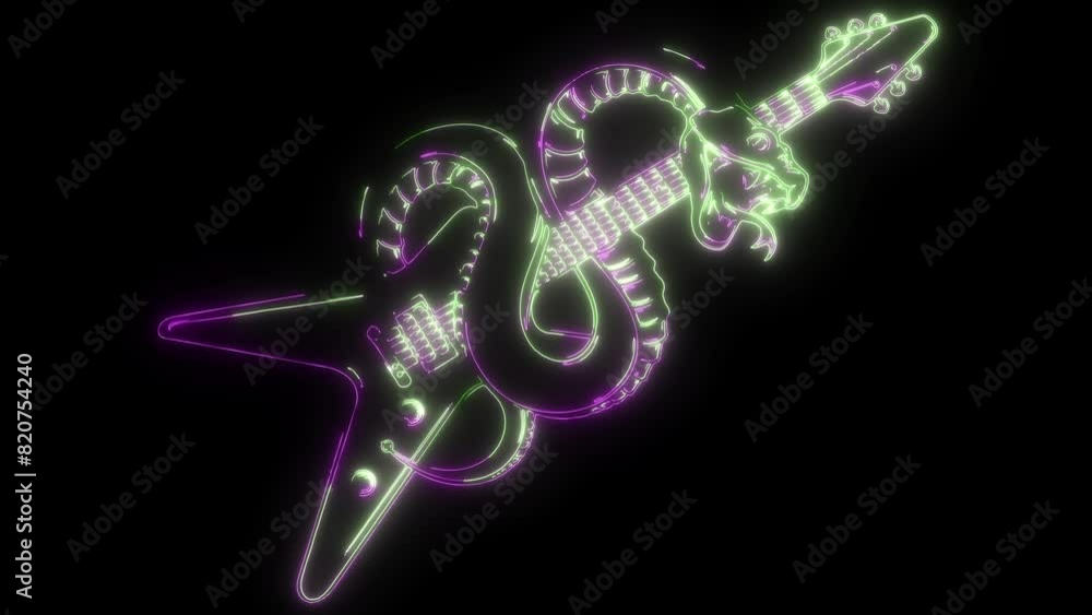 neon animation of Electric guitar neon animation of Electric guitar