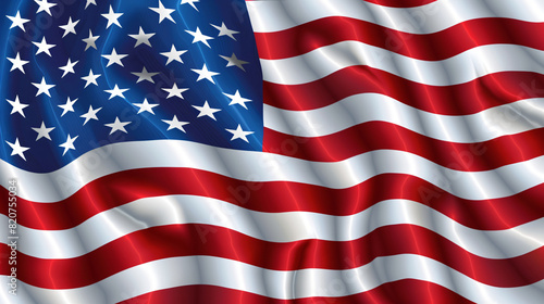 Flag of the United States of America on color background