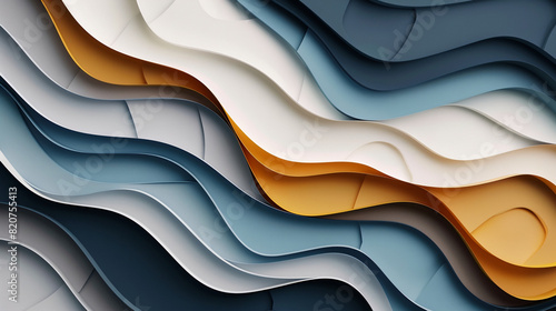Abstract Background with Curved Layers in Blue and Orange Hues