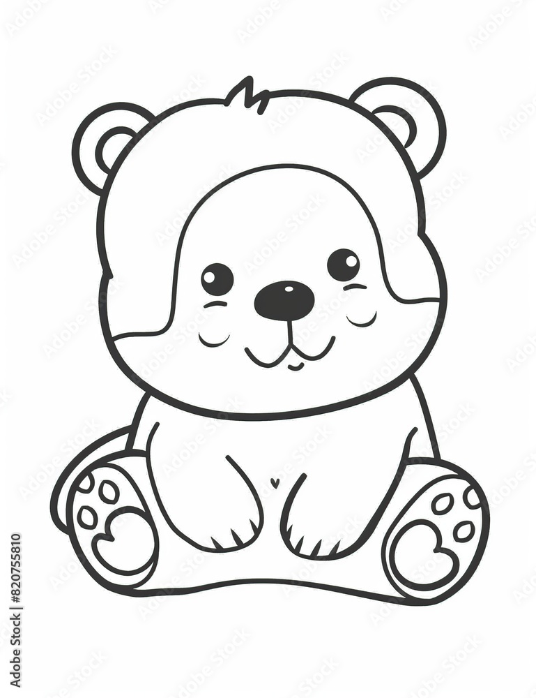Fototapeta premium Adorable Bear Coloring Page for Kids