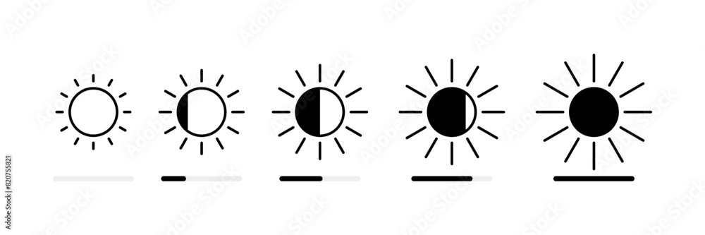 Adjust the brightness of the button. Linear style. Vector icons