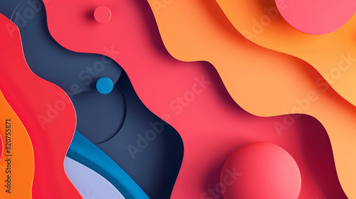 Vibrant Abstract 3D Paper Cut Background with Colorful Layers and Shapes